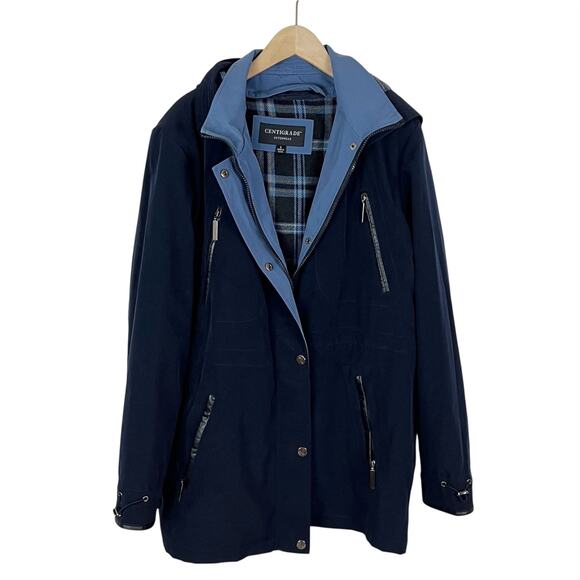 Centigrade Outerwear Navy Blue Hooded Jacket Coat Women's Size Large - Picture 1 of 8